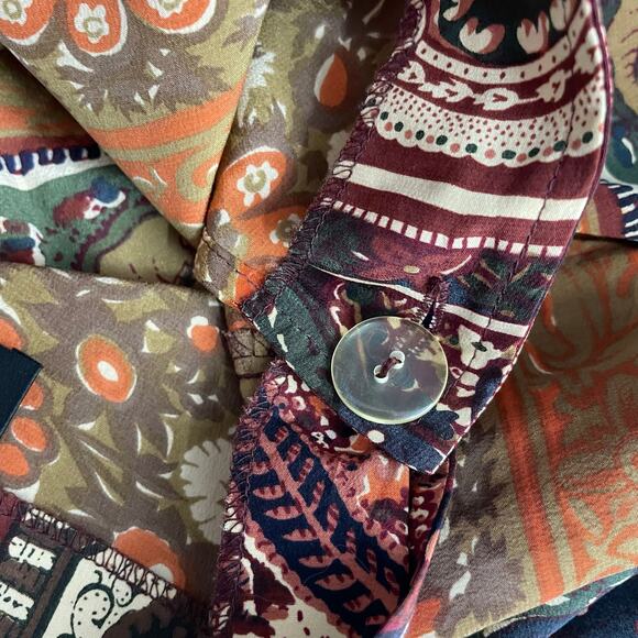 Vintage 90s Express Silk Wrap Skirt Floral Western Bohemian High Waist 7 26 - Picture 6 of 10